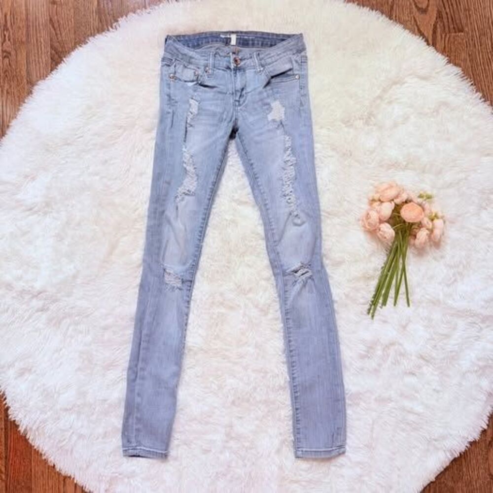 Skinny Jeans Bundle 3 Pairs Size 00–3 Neutral Beige + Distressed Denim - Picture 5 of 8